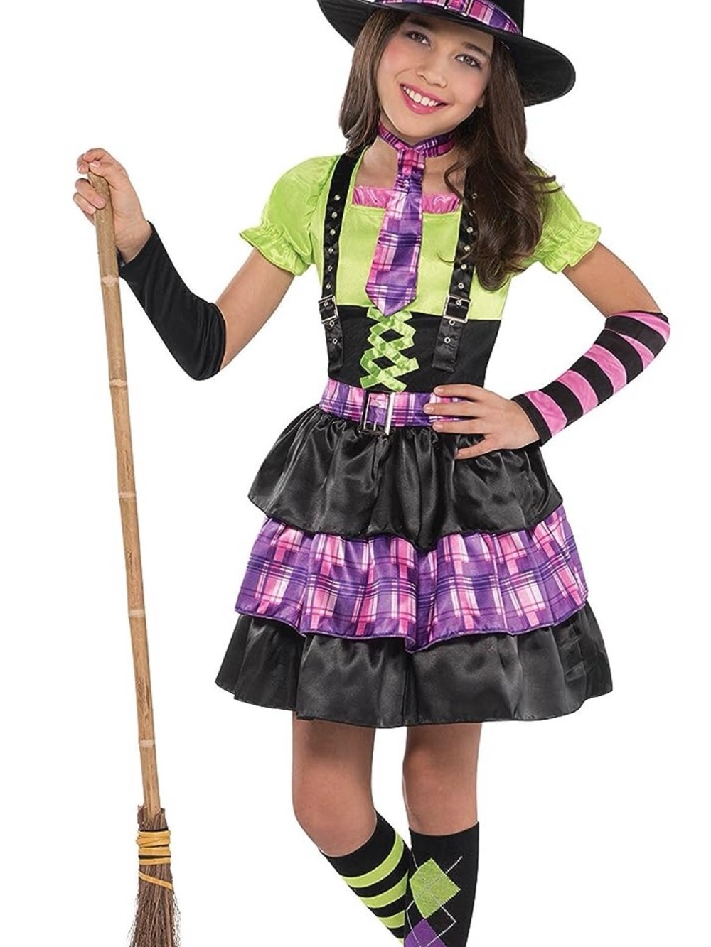 Spellbound Witch Girls Costume - Black & Green child size large 12-14